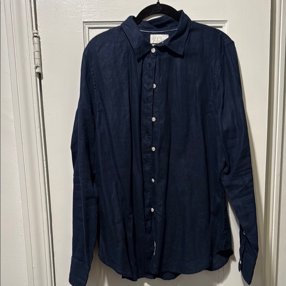 JCrew Navy Blue Linen Shirt -Tall